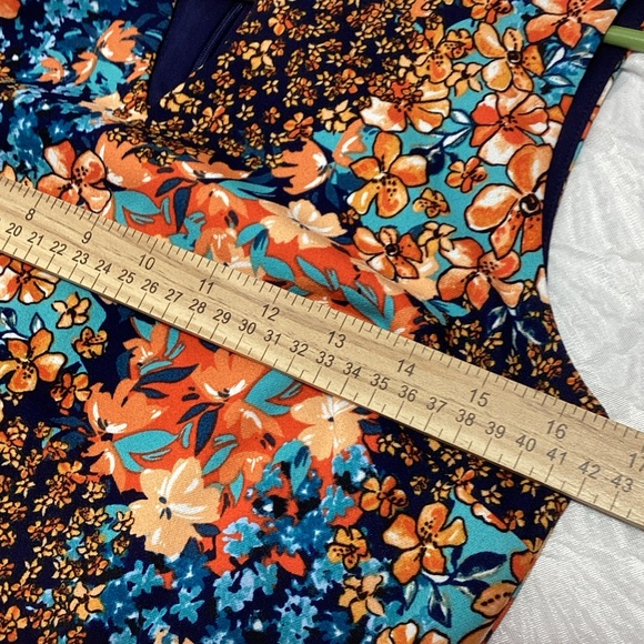 NWT EnRevelry Size 8 Blue and Orange Floral Midi Dress - Picture 11 of 12